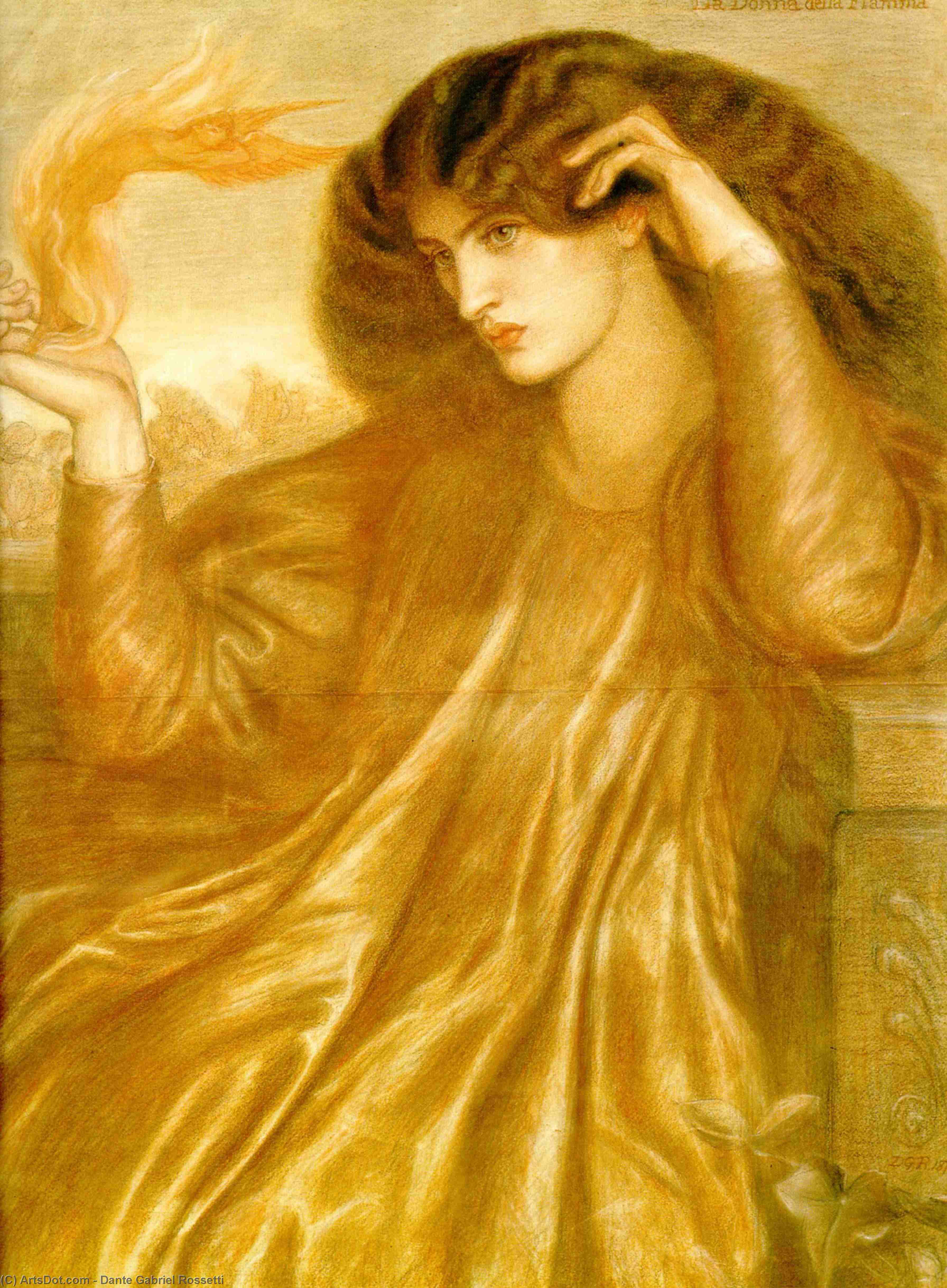 Wikioo.org - The Encyclopedia of Fine Arts - Painting, Artwork by Dante Gabriel Rossetti - La Donna della Fiamma