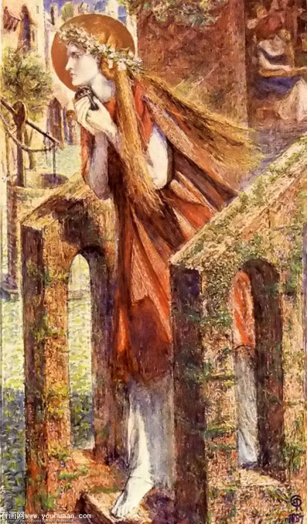 Wikoo.org - موسوعة الفنون الجميلة - اللوحة، العمل الفني Dante Gabriel Rossetti - Mary Magdalen 1
