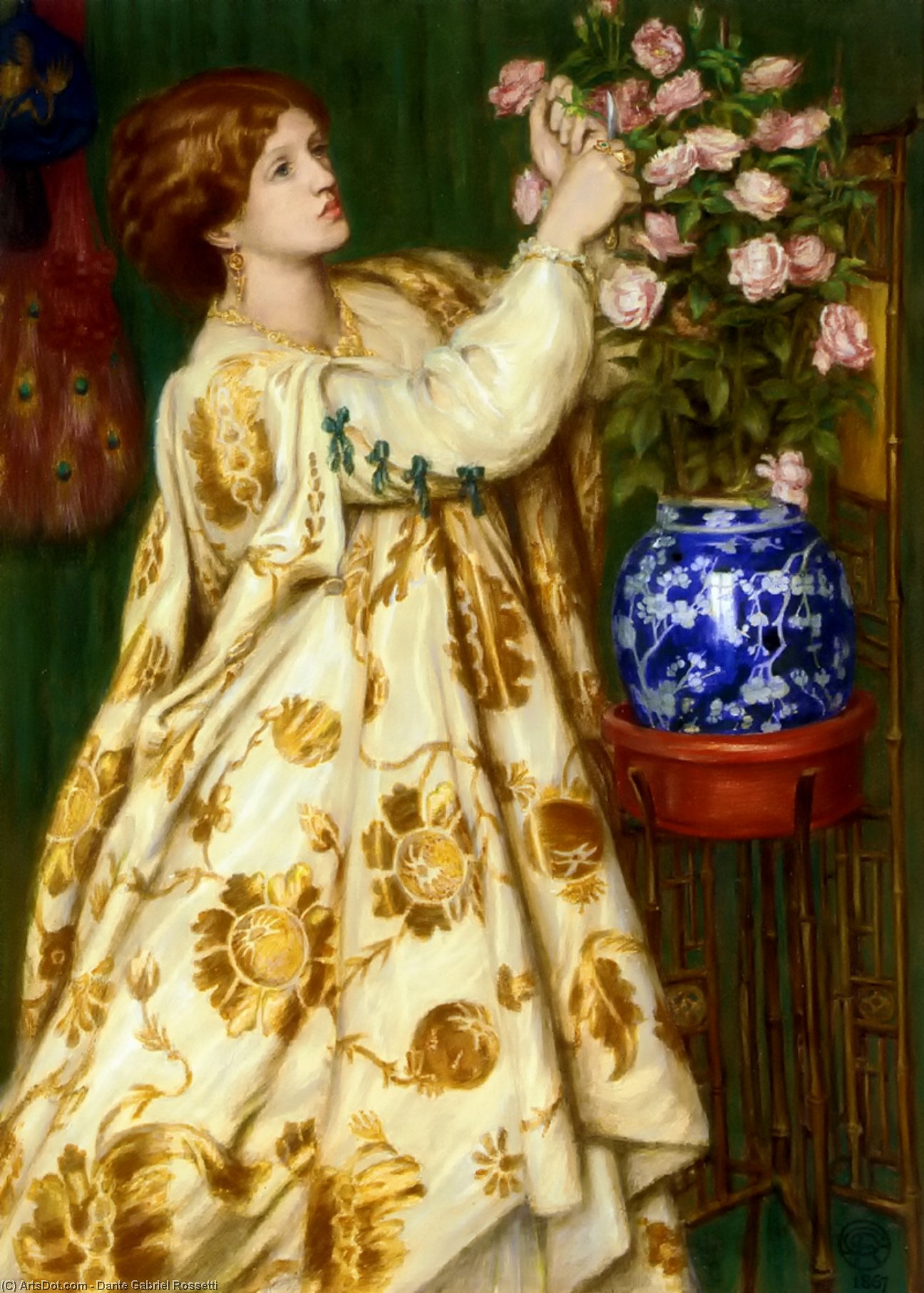 WikiOO.org - Encyclopedia of Fine Arts - Maľba, Artwork Dante Gabriel Rossetti - Monna Rosa