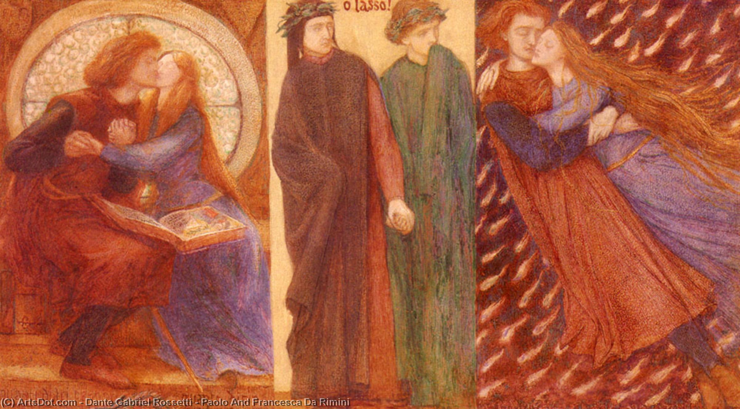 WikiOO.org - Encyclopedia of Fine Arts - Maľba, Artwork Dante Gabriel Rossetti - Paolo And Francesca Da Rimini