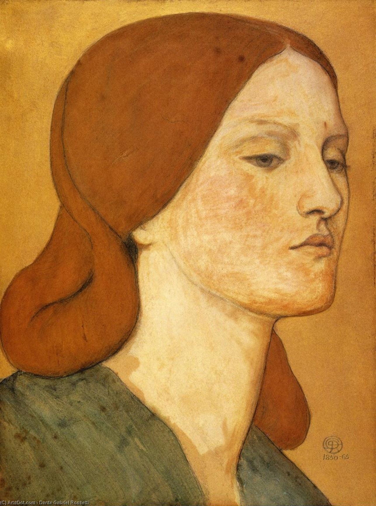 WikiOO.org - Encyclopedia of Fine Arts - Maleri, Artwork Dante Gabriel Rossetti - Portrait of Elizabeth Siddal 3