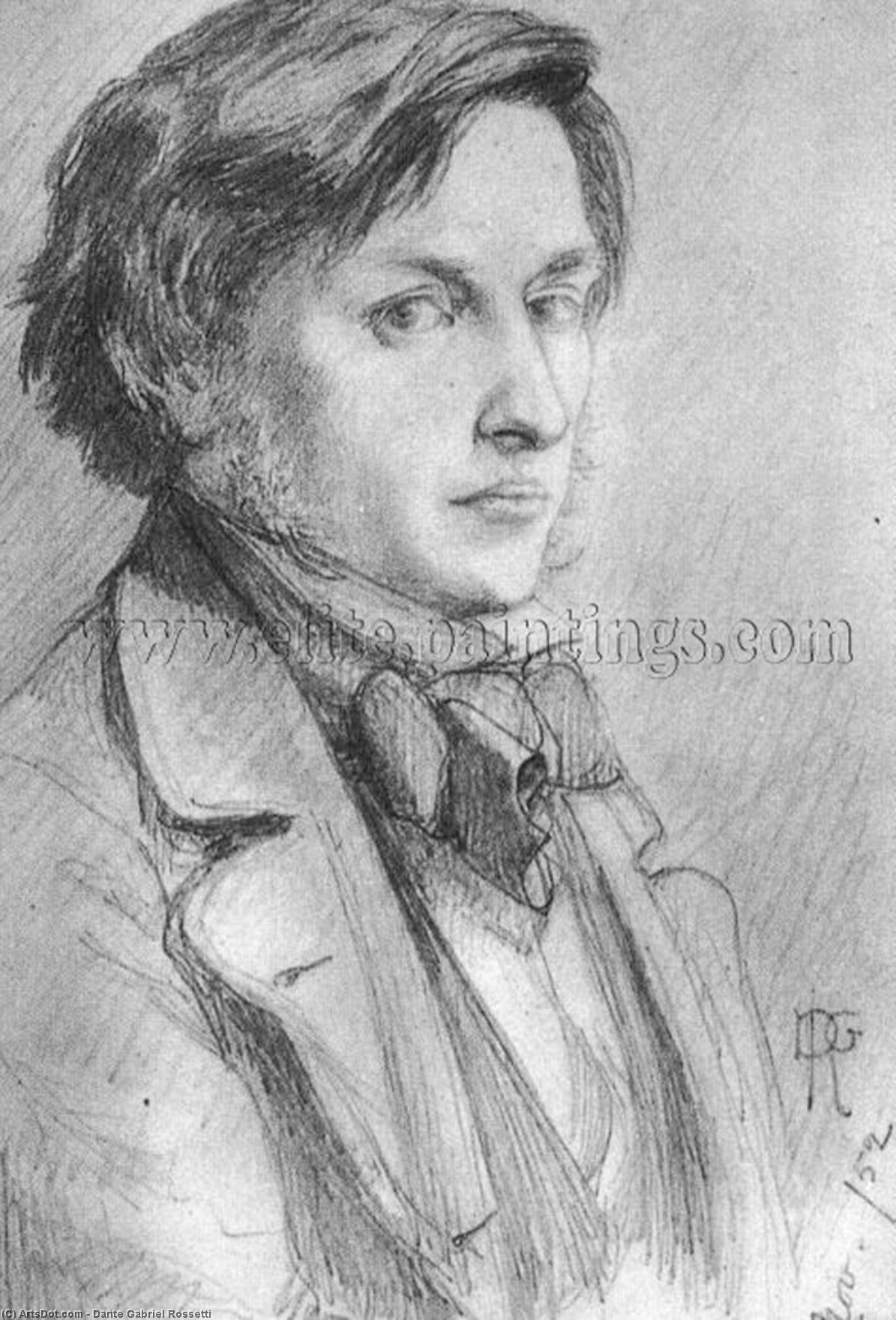Wikioo.org – L'Enciclopedia delle Belle Arti - Pittura, Opere di Dante Gabriel Rossetti - Ritratto di Ford Madox Brown