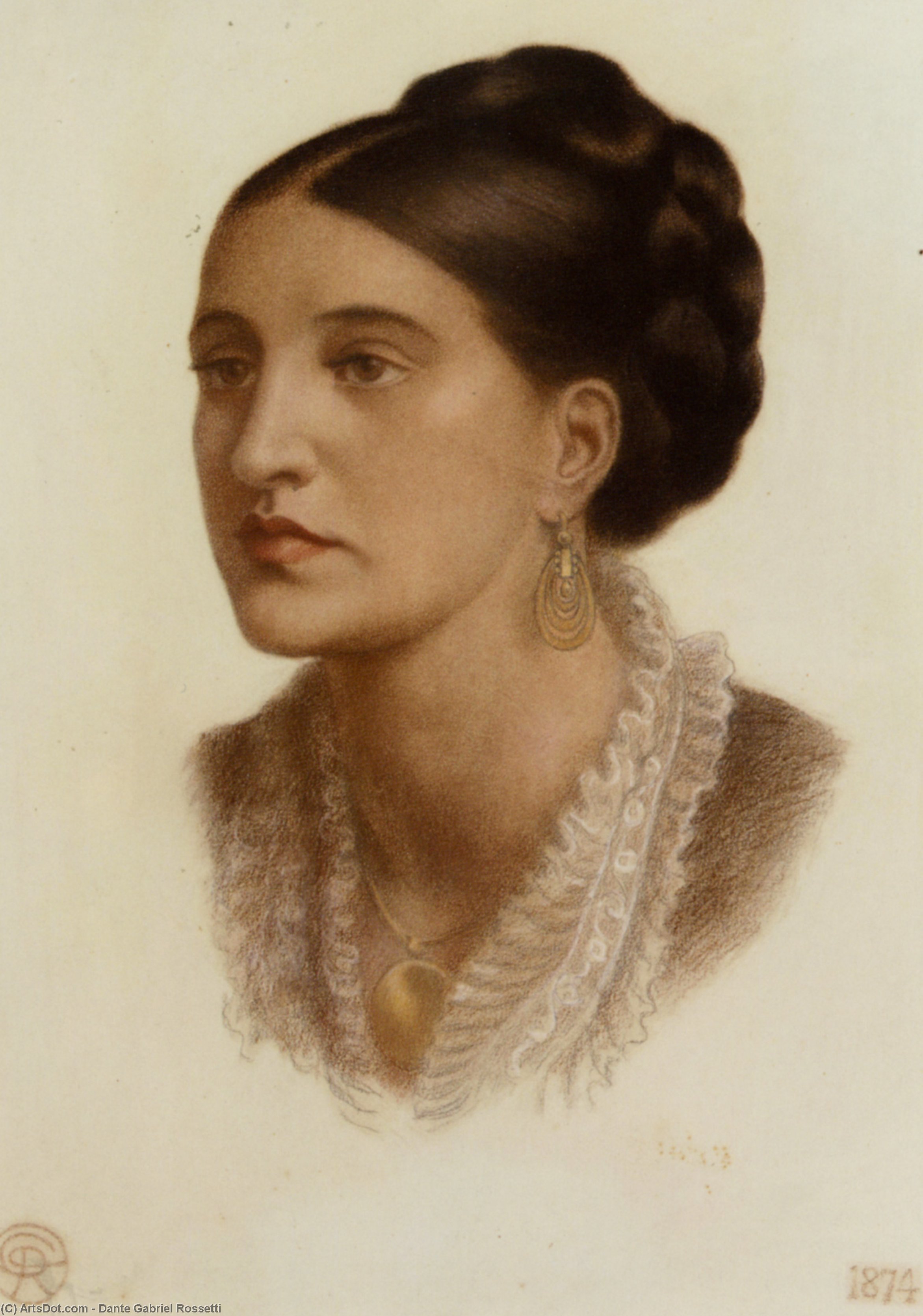 Wikioo.org - The Encyclopedia of Fine Arts - Painting, Artwork by Dante Gabriel Rossetti - Portrait of Mrs Georgin A Fernandez