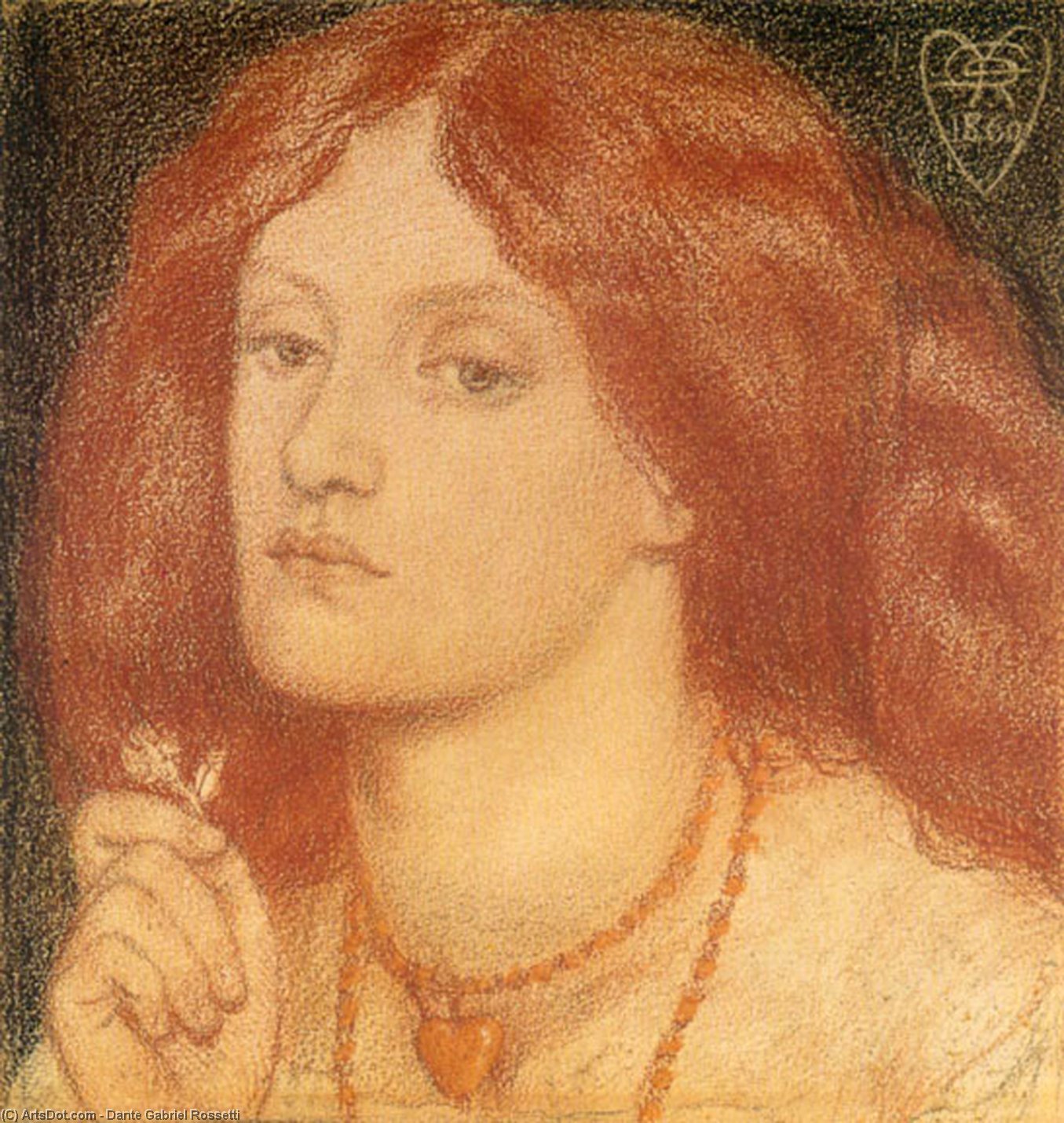 WikiOO.org - Encyclopedia of Fine Arts - Maleri, Artwork Dante Gabriel Rossetti - Regina Cordium or The Queen of Hearts