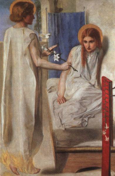 Wikioo.org – La Enciclopedia de las Bellas Artes - Pintura, Obras de arte de Dante Gabriel Rossetti - La Anunciación