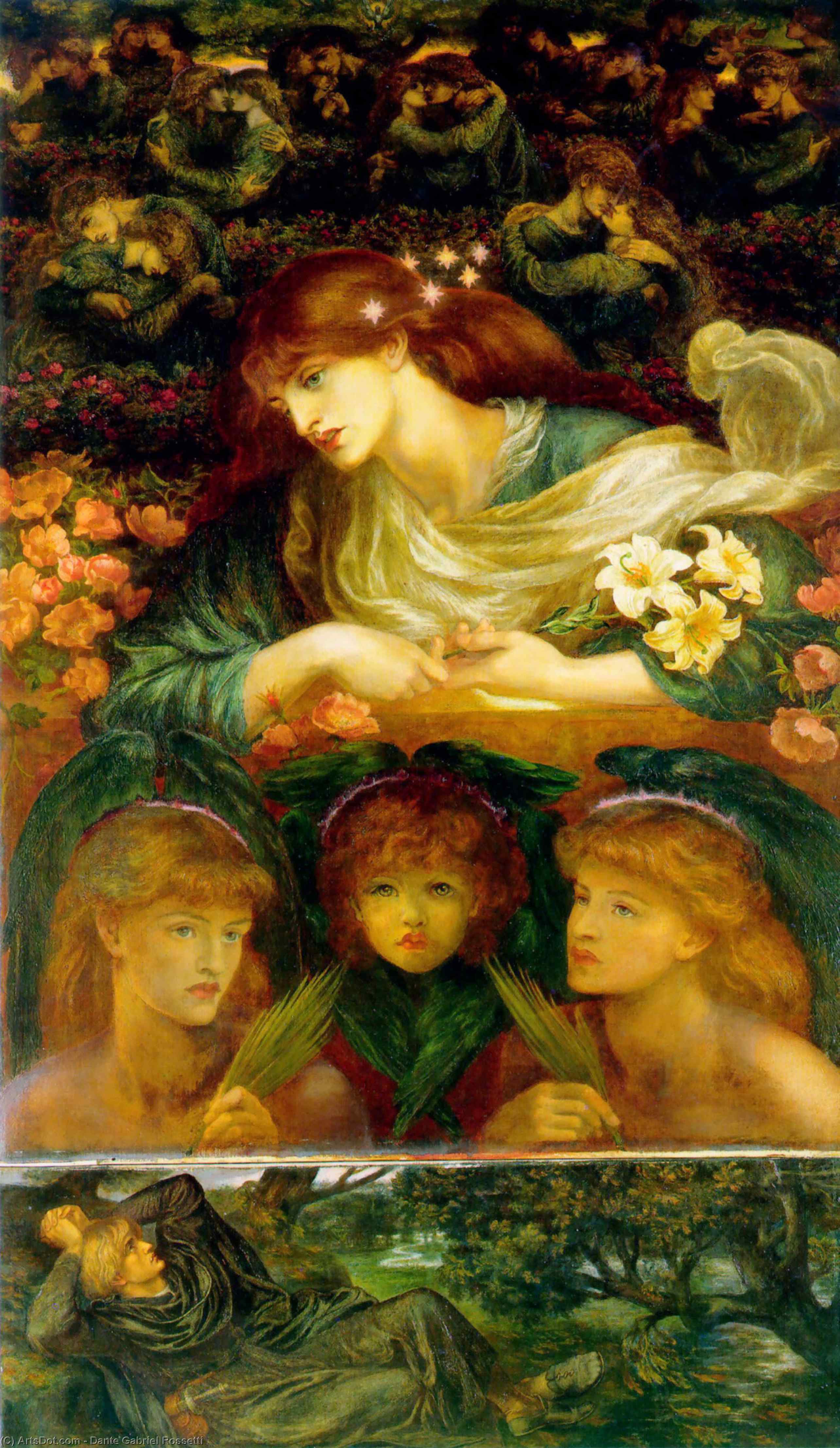 WikiOO.org - Encyclopedia of Fine Arts - Maleri, Artwork Dante Gabriel Rossetti - The Blessed Damozel