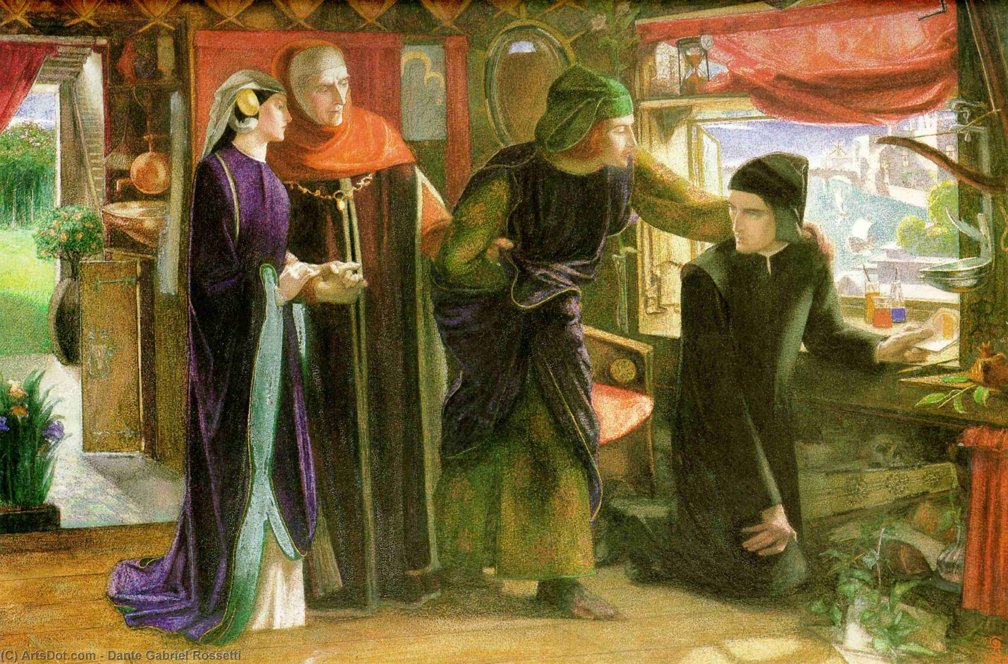 WikiOO.org - Güzel Sanatlar Ansiklopedisi - Resim, Resimler Dante Gabriel Rossetti - The First Anniversary of the Death of Beatrice