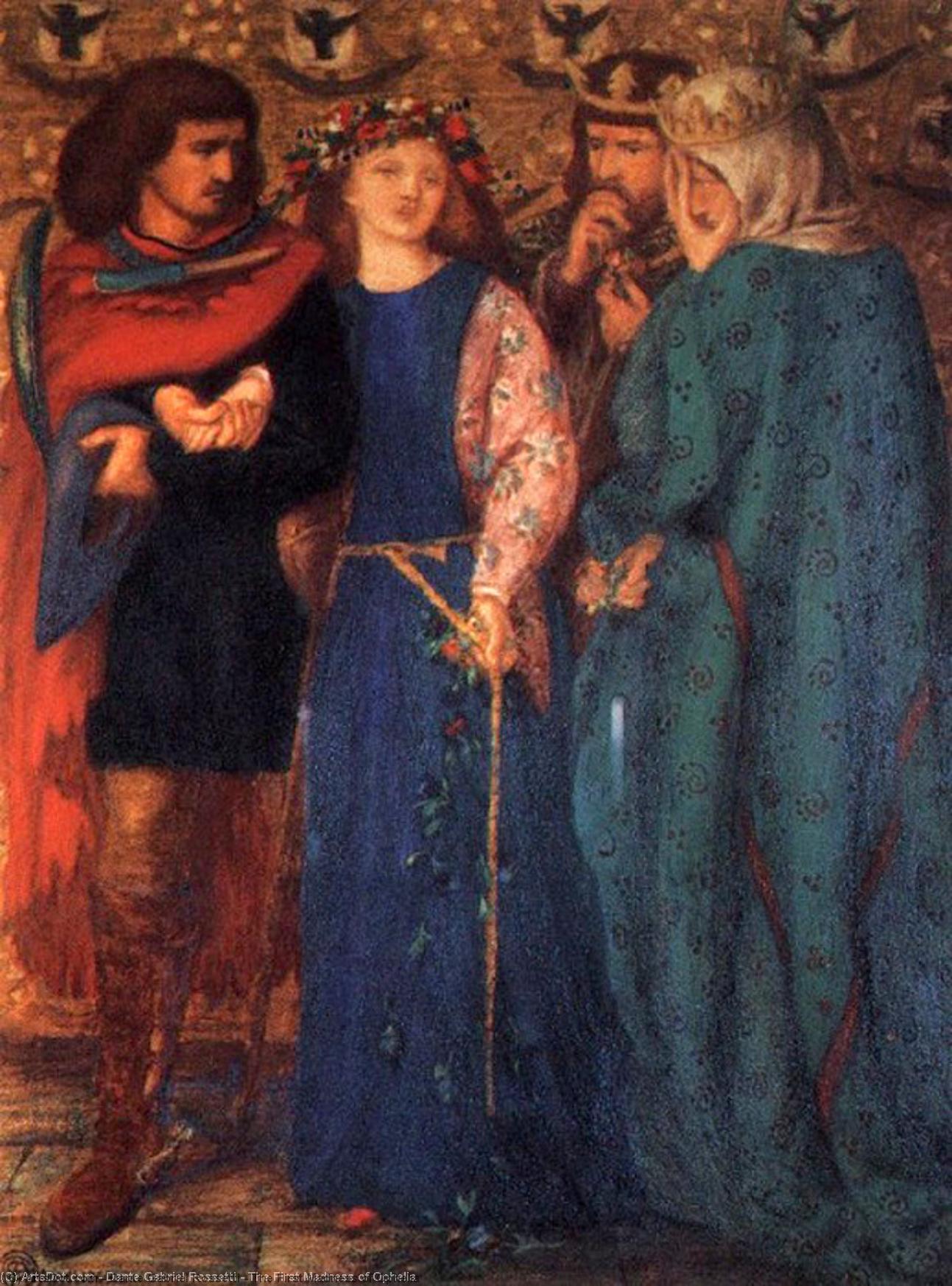 WikiOO.org - Encyclopedia of Fine Arts - Festés, Grafika Dante Gabriel Rossetti - The First Madness of Ophelia