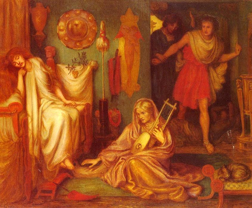 WikiOO.org - Encyclopedia of Fine Arts - Festés, Grafika Dante Gabriel Rossetti - The Return Of Tibullus To Delia