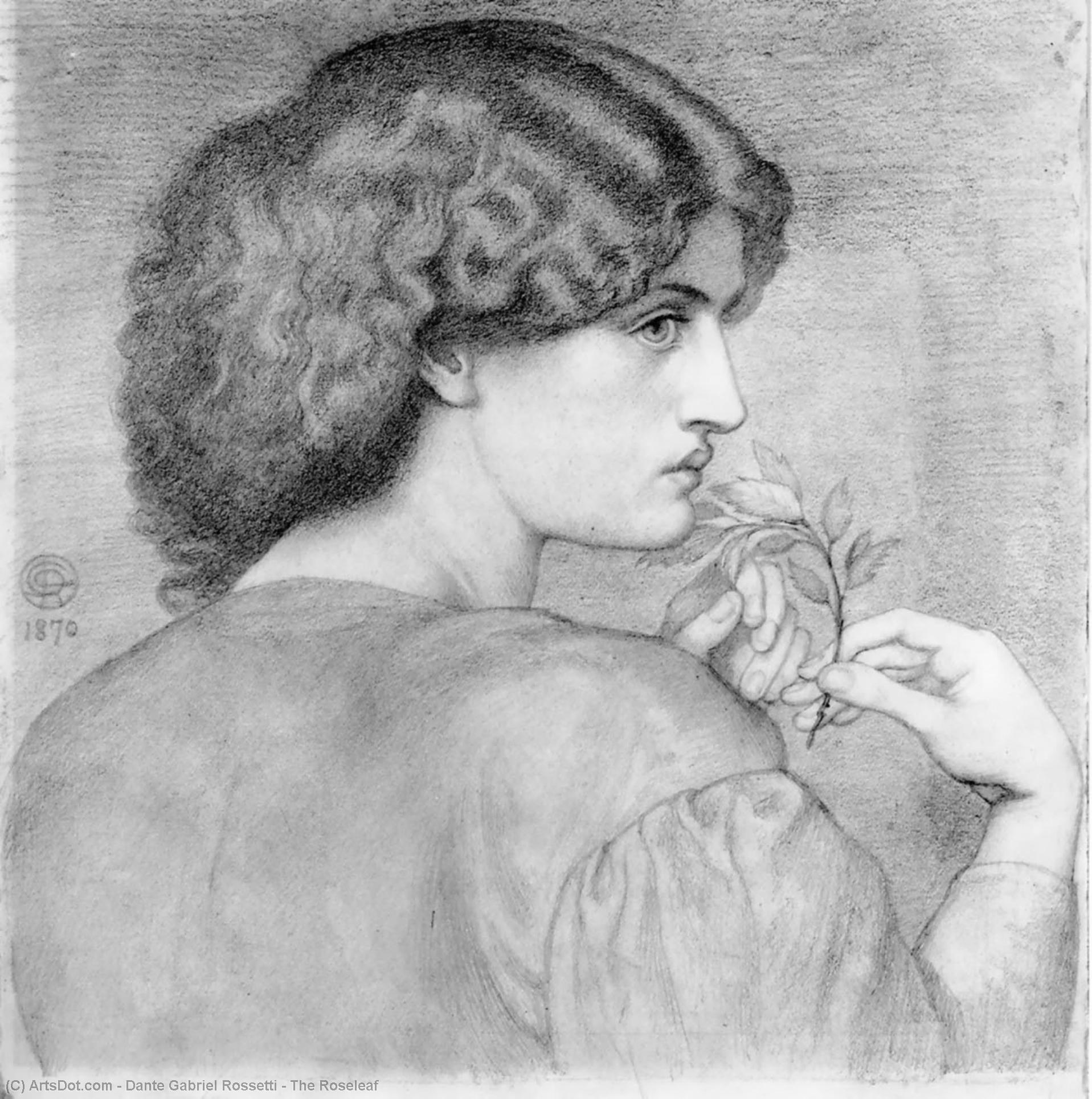 WikiOO.org - Encyclopedia of Fine Arts - Lukisan, Artwork Dante Gabriel Rossetti - The Roseleaf