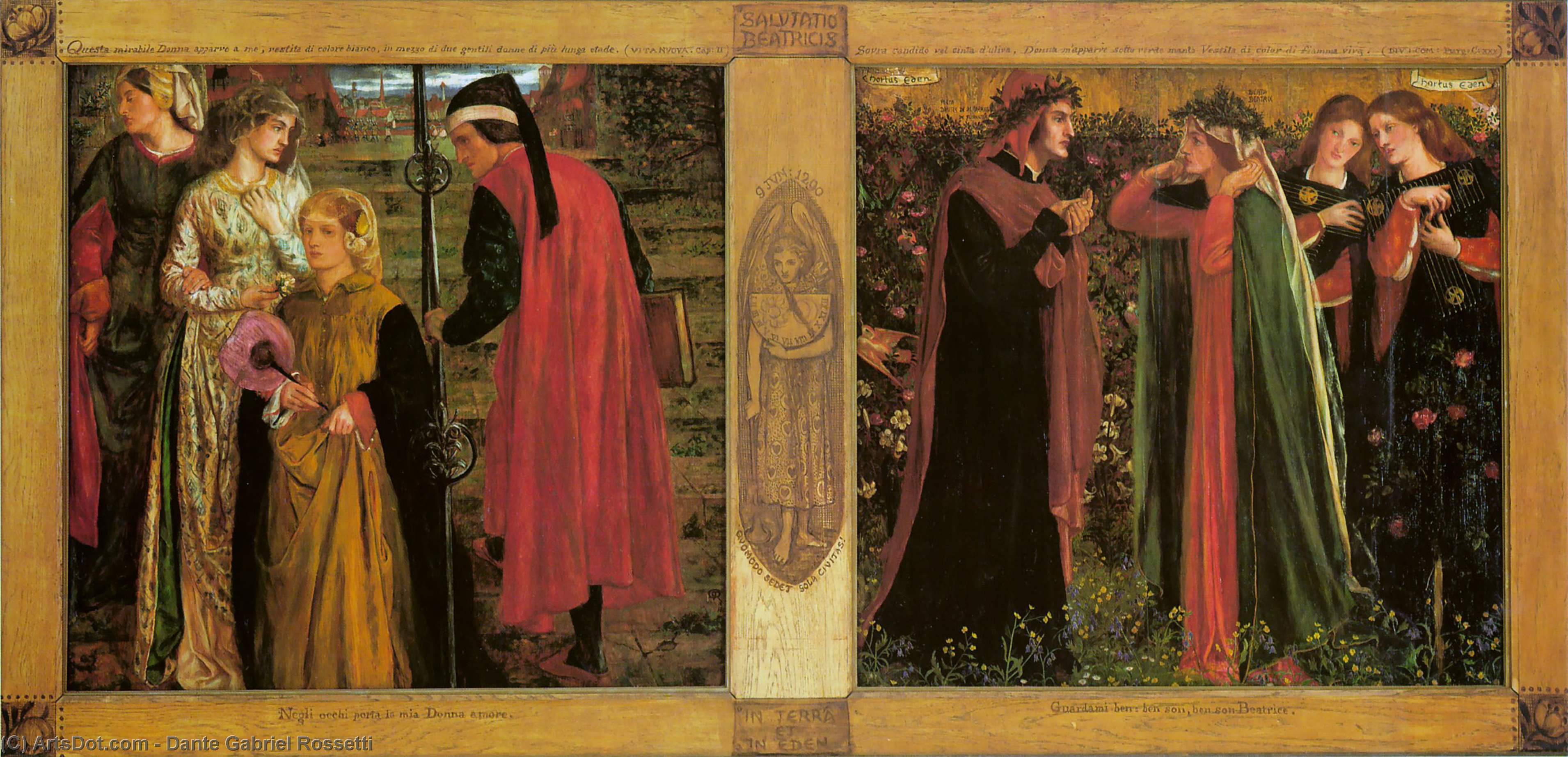 WikiOO.org - Encyclopedia of Fine Arts - Maľba, Artwork Dante Gabriel Rossetti - The Salutation of Beatrice