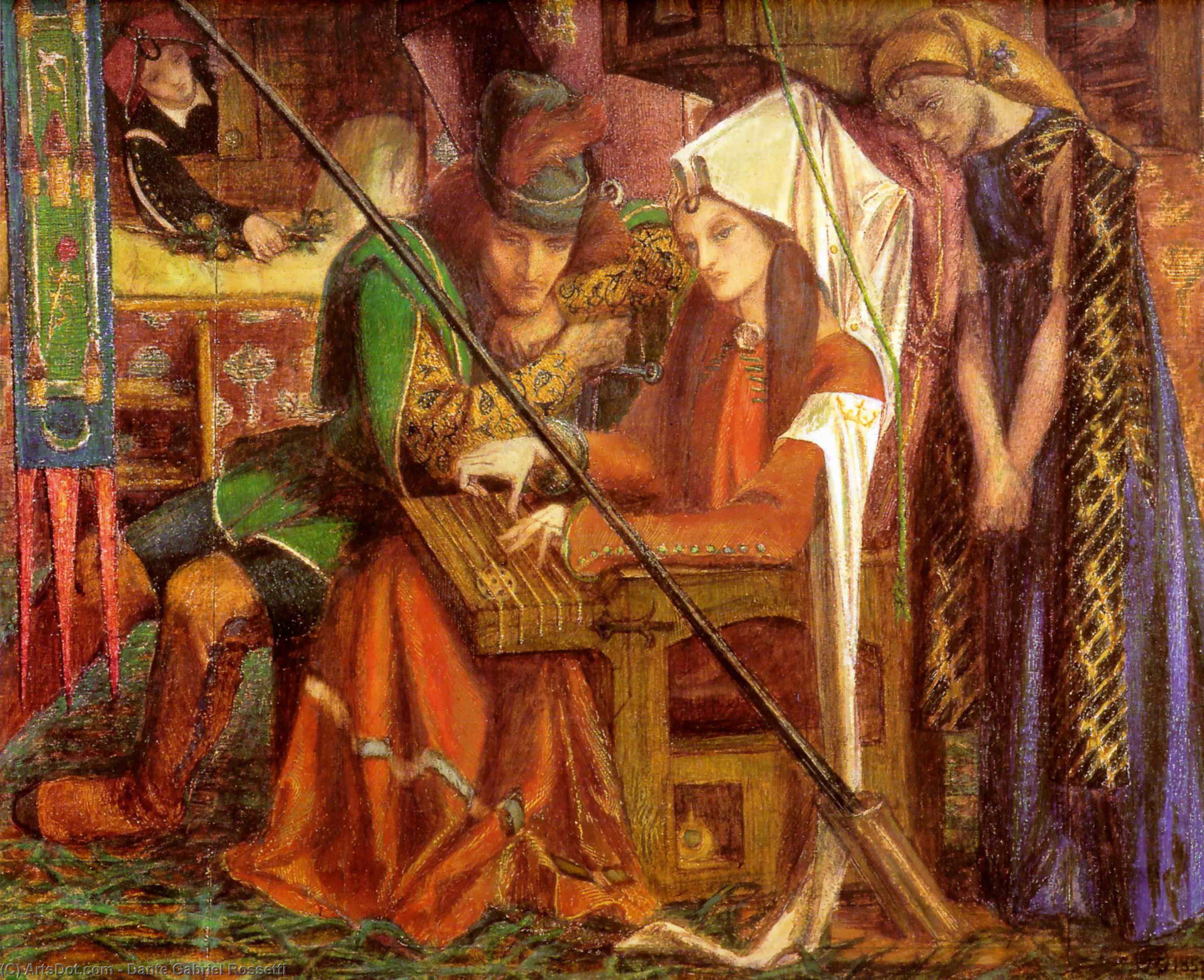 WikiOO.org - دایره المعارف هنرهای زیبا - نقاشی، آثار هنری Dante Gabriel Rossetti - The Tune of the Seven Towers