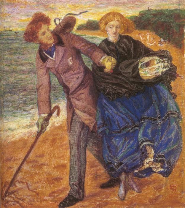 WikiOO.org - Encyclopedia of Fine Arts - Malba, Artwork Dante Gabriel Rossetti - Writing on the Sand