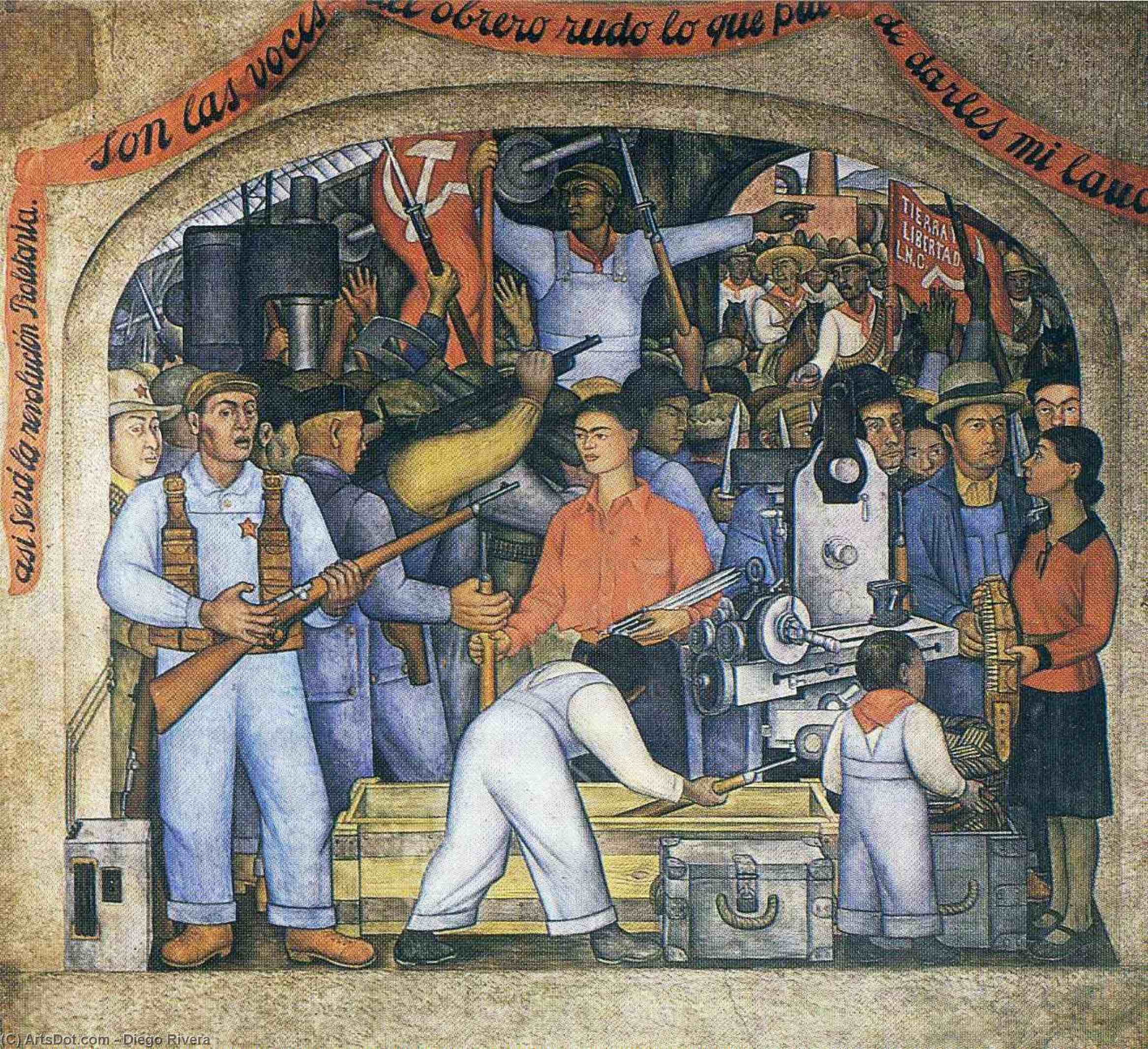 Wikioo.org - The Encyclopedia of Fine Arts - Painting, Artwork by Diego Rivera - Arsenal The Distribution of Arms