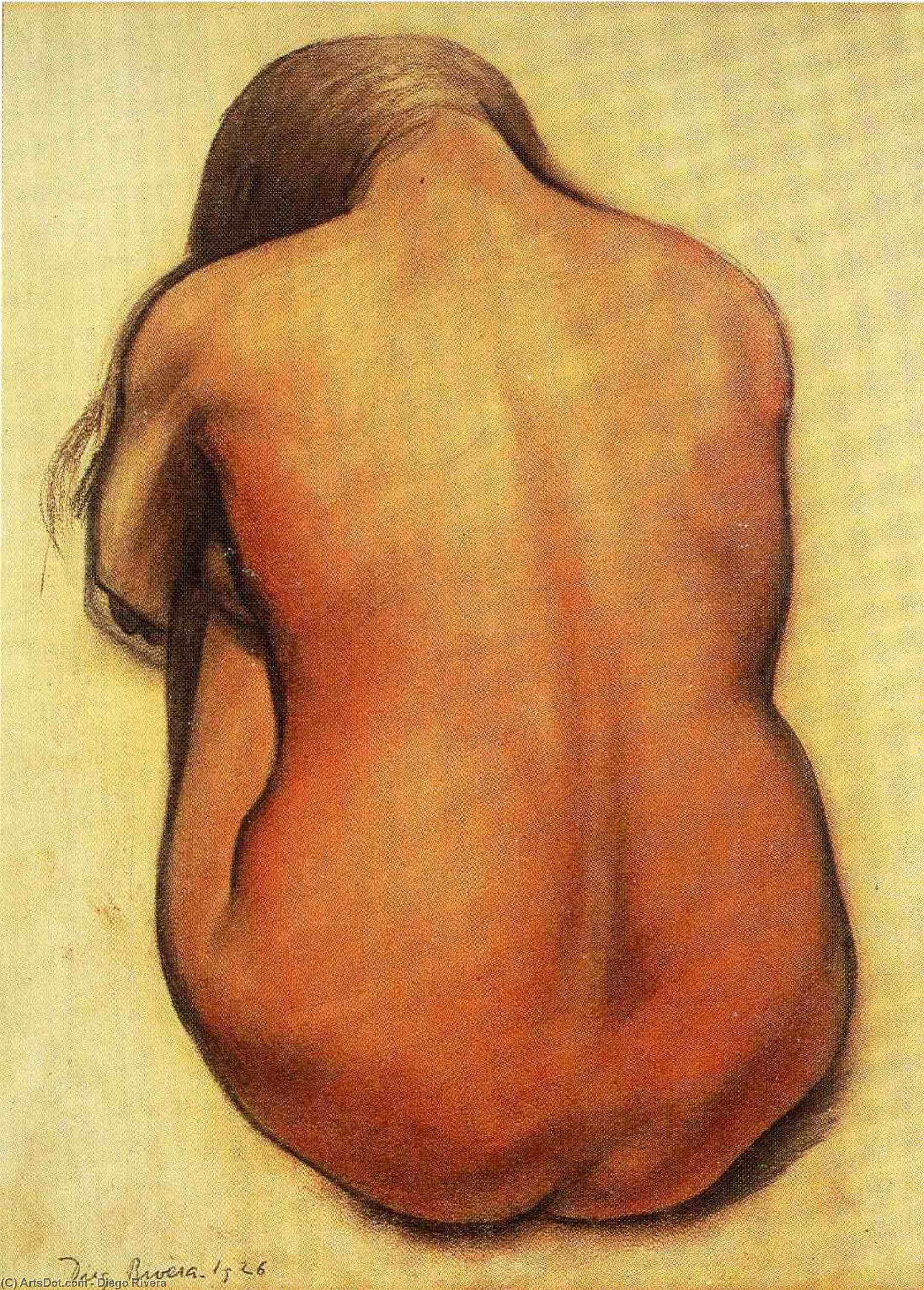 WikiOO.org - Encyclopedia of Fine Arts - Maleri, Artwork Diego Rivera - Back of a Seated Nude