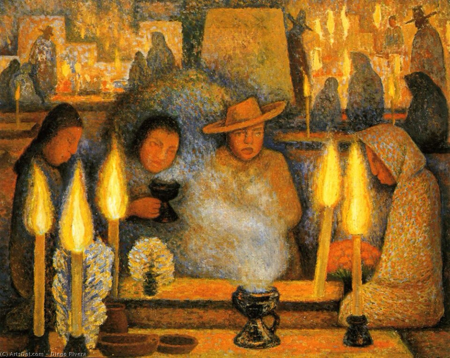 Wikioo.org - The Encyclopedia of Fine Arts - Painting, Artwork by Diego Rivera - Day of the Dead