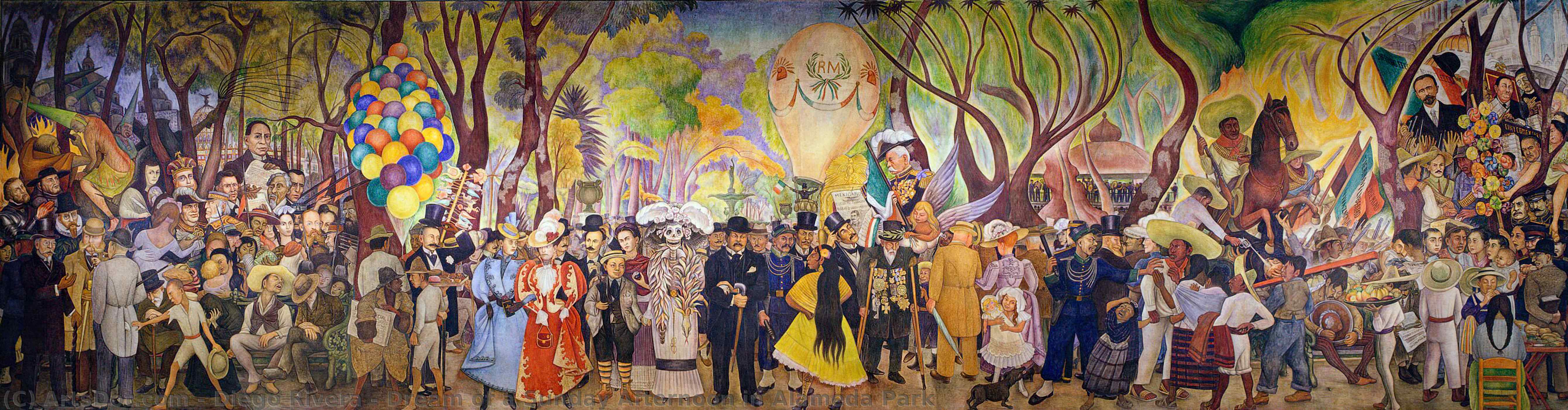 WikiOO.org - Encyclopedia of Fine Arts - Maalaus, taideteos Diego Rivera - Dream of a Sunday Afternoon in Alameda Park