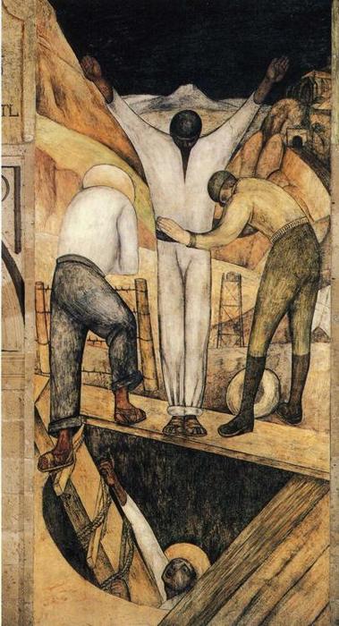 Wikioo.org - The Encyclopedia of Fine Arts - Painting, Artwork by Diego Rivera - Exit from the Mine