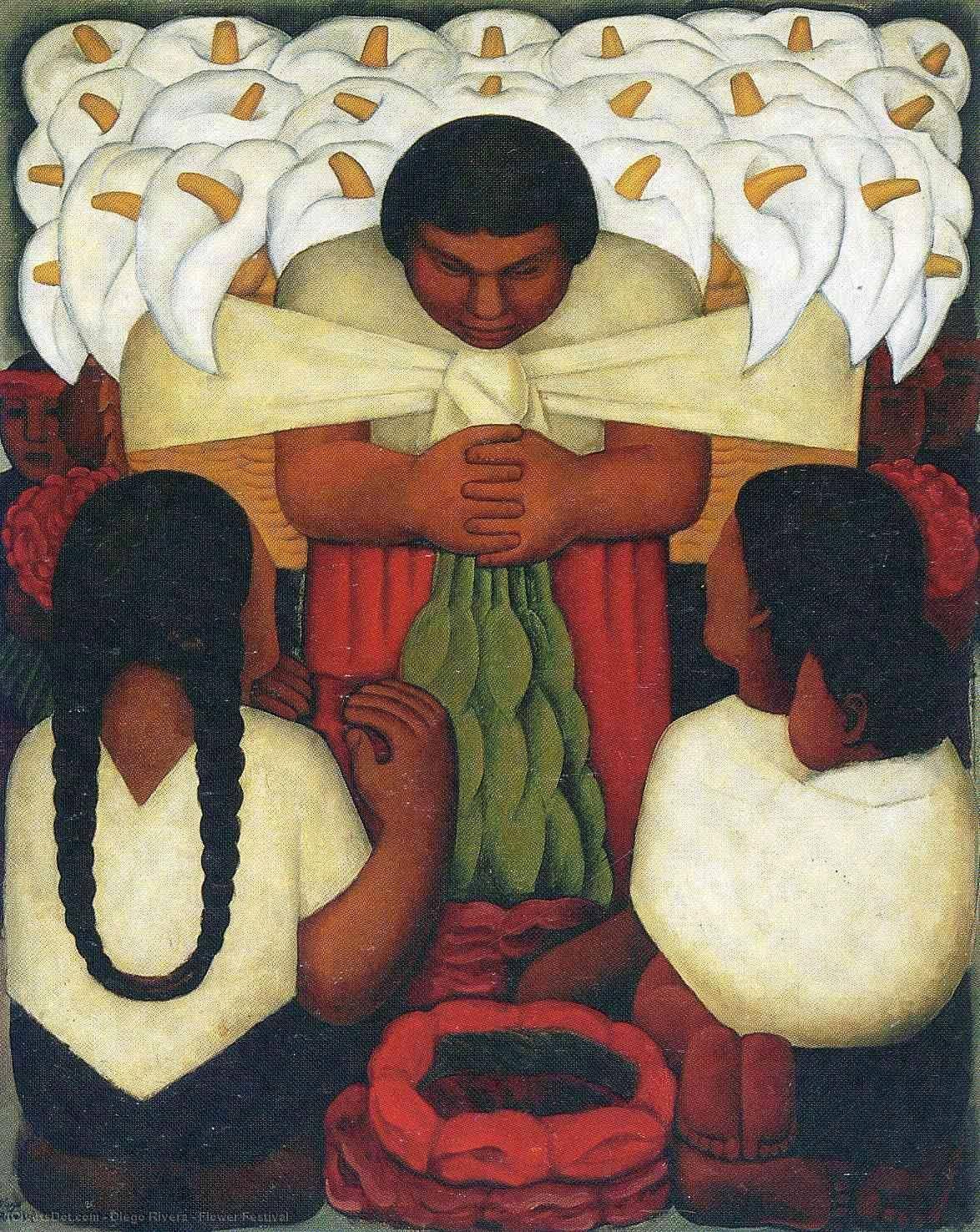 Wikioo.org - The Encyclopedia of Fine Arts - Painting, Artwork by Diego Rivera - Flower Festival