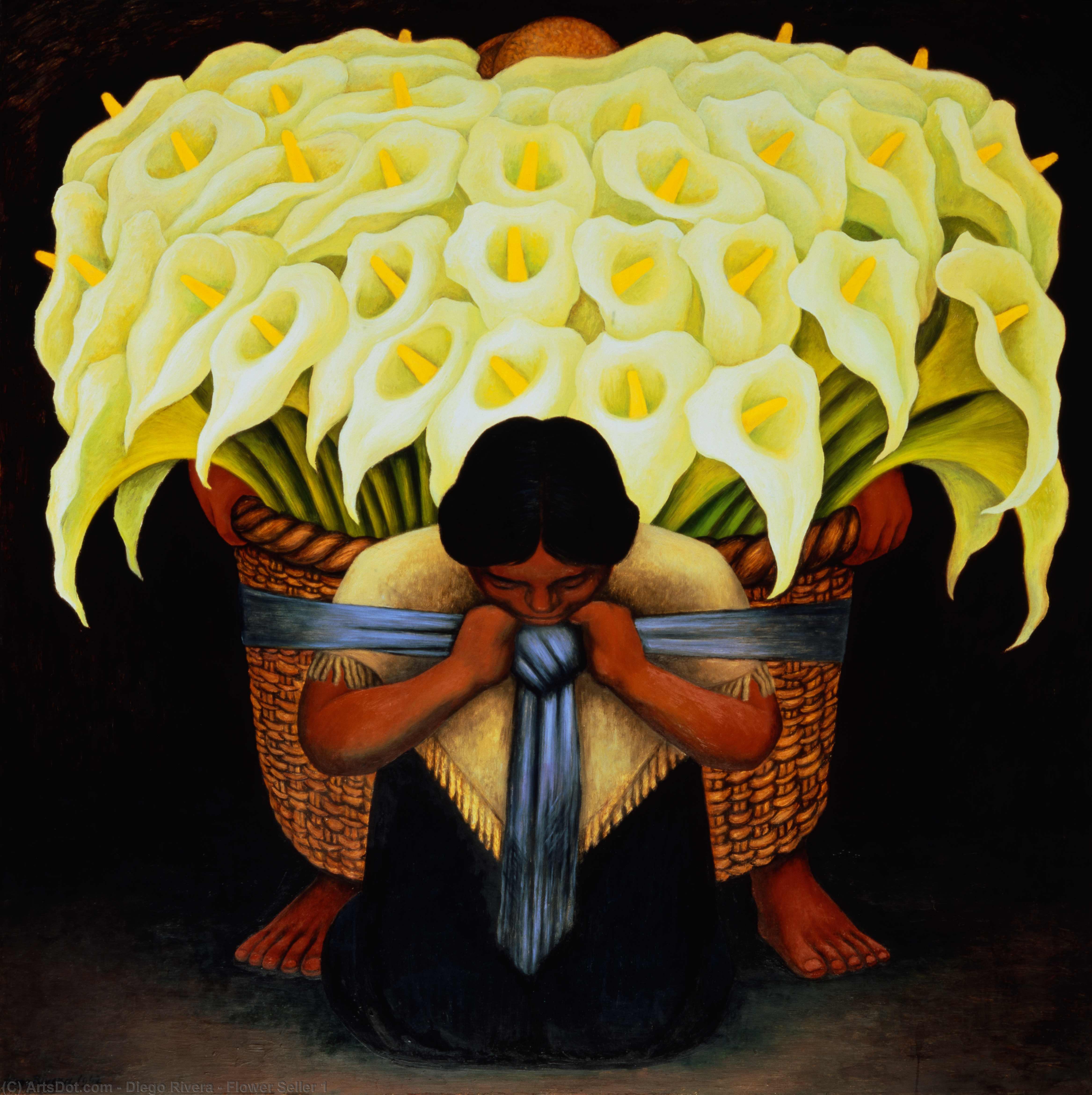 WikiOO.org - Enciklopedija dailės - Tapyba, meno kuriniai Diego Rivera - Flower Seller 1