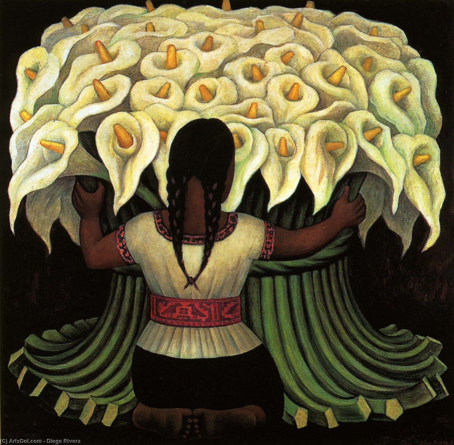 WikiOO.org - Encyclopedia of Fine Arts - Lukisan, Artwork Diego Rivera - Flower Seller