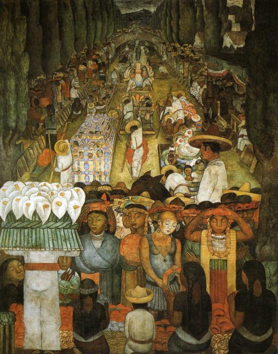 Wikioo.org – La Enciclopedia de las Bellas Artes - Pintura, Obras de arte de Diego Rivera - Viernes Santo en el Canal de Santa Anita