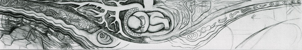 Wikioo.org - Encyklopedia Sztuk Pięknych - Malarstwo, Grafika Diego Rivera - Infant in the Bulb of a Plant
