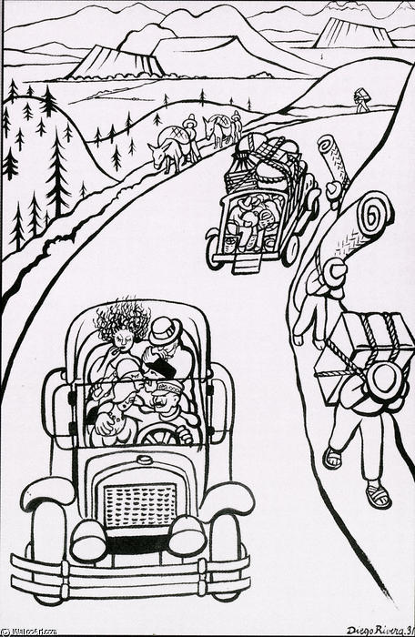 WikiOO.org - 백과 사전 - 회화, 삽화 Diego Rivera - Mexican Highway