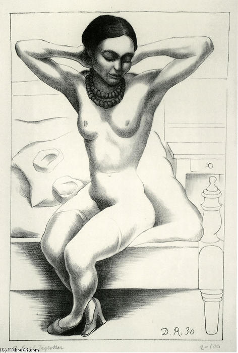 Wikioo.org - Bách khoa toàn thư về mỹ thuật - Vẽ tranh, Tác phẩm nghệ thuật Diego Rivera - Nude With Beads (Frida Kahlo) 1