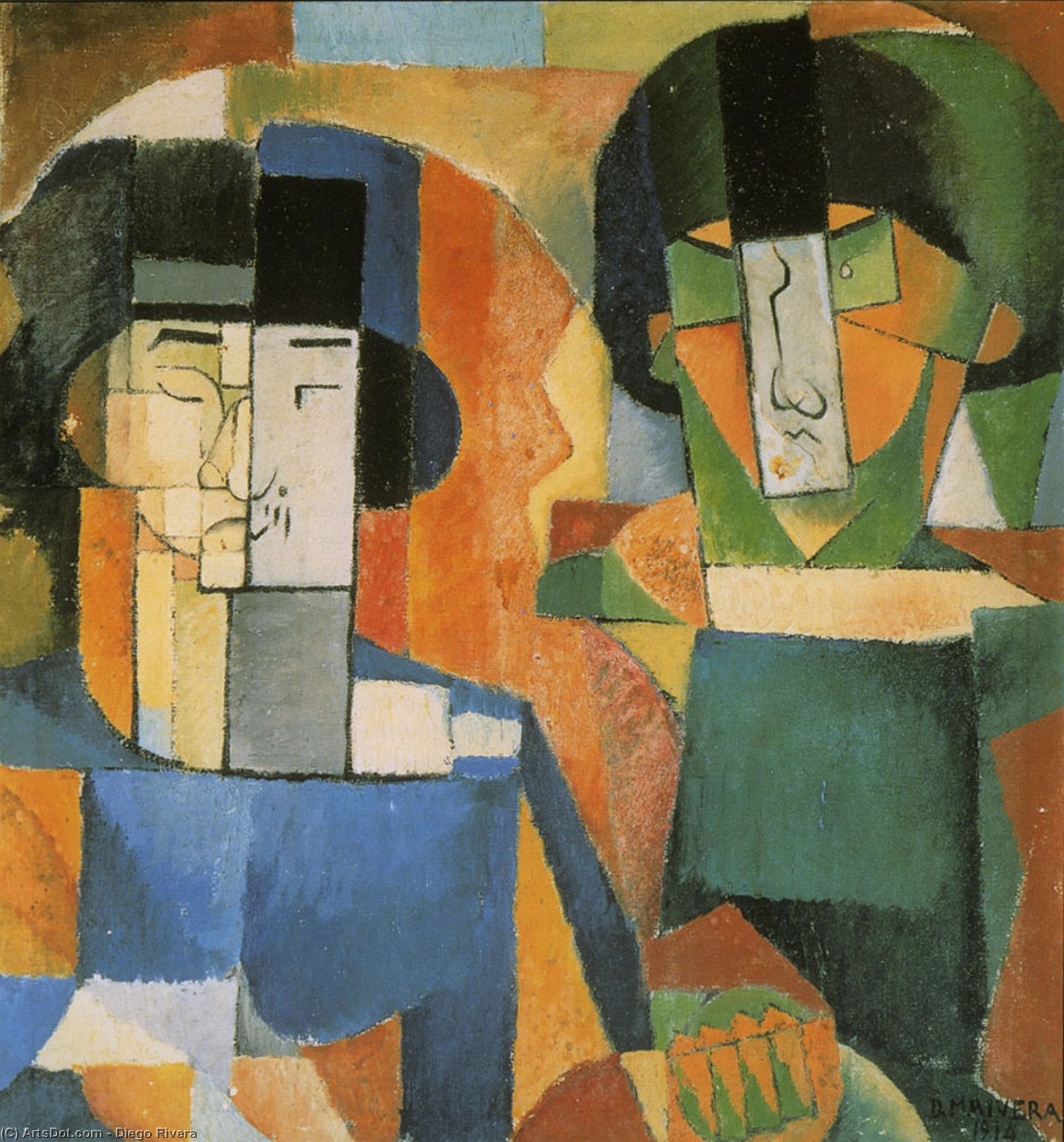 Wikioo.org – L'Encyclopédie des Beaux Arts - Peinture, Oeuvre de Diego Rivera - portrait de kawashima et messieurs Foujita