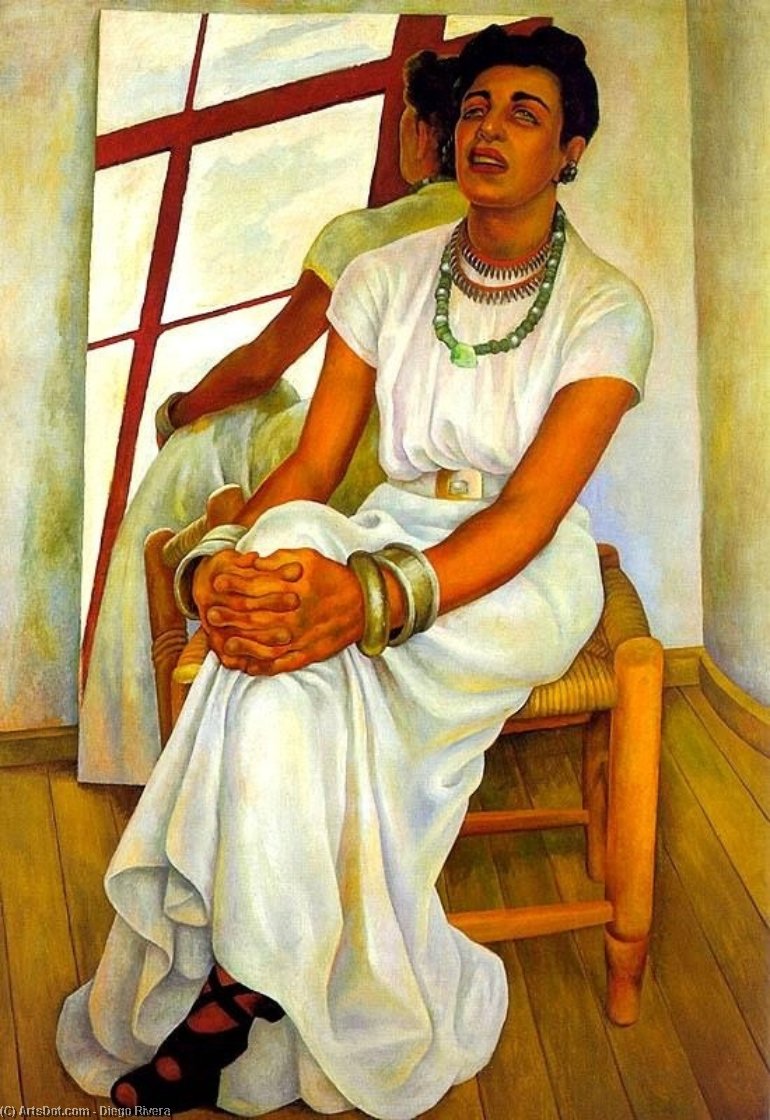 Wikoo.org - موسوعة الفنون الجميلة - اللوحة، العمل الفني Diego Rivera - Portrait of Lupe Marin