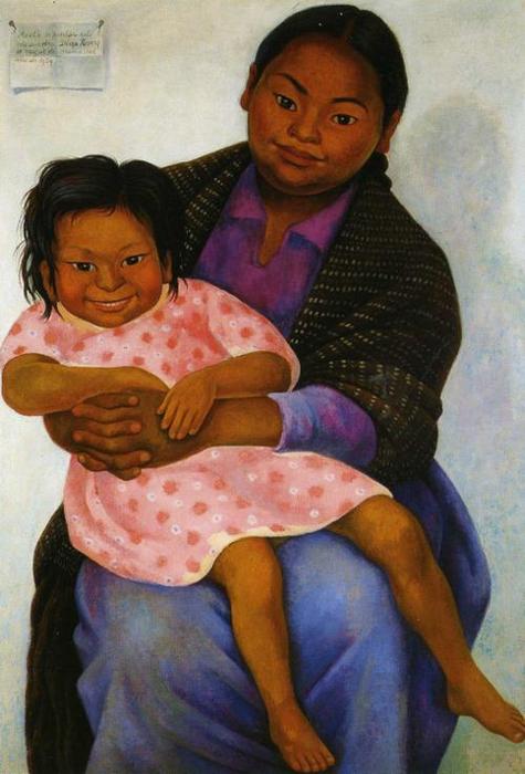 Wikioo.org - The Encyclopedia of Fine Arts - Painting, Artwork by Diego Rivera - Portrait of Modesta and Inesita