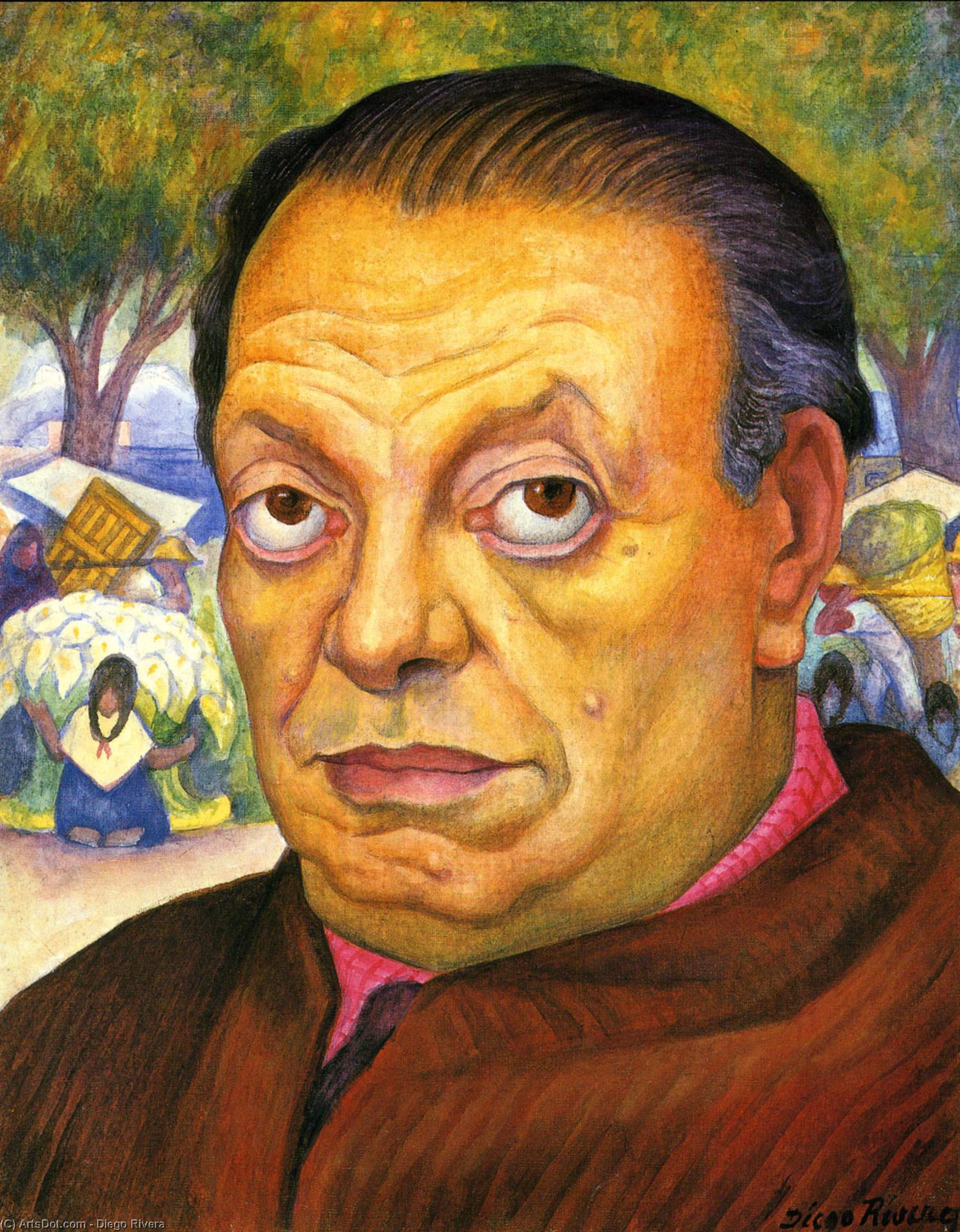 Wikioo.org - The Encyclopedia of Fine Arts - Painting, Artwork by Diego Rivera - Self-Portrait 2