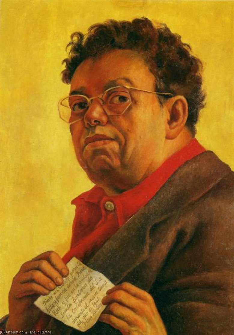 Wikioo.org – La Enciclopedia de las Bellas Artes - Pintura, Obras de arte de Diego Rivera - Autorretrato dedicado a Irene Rich