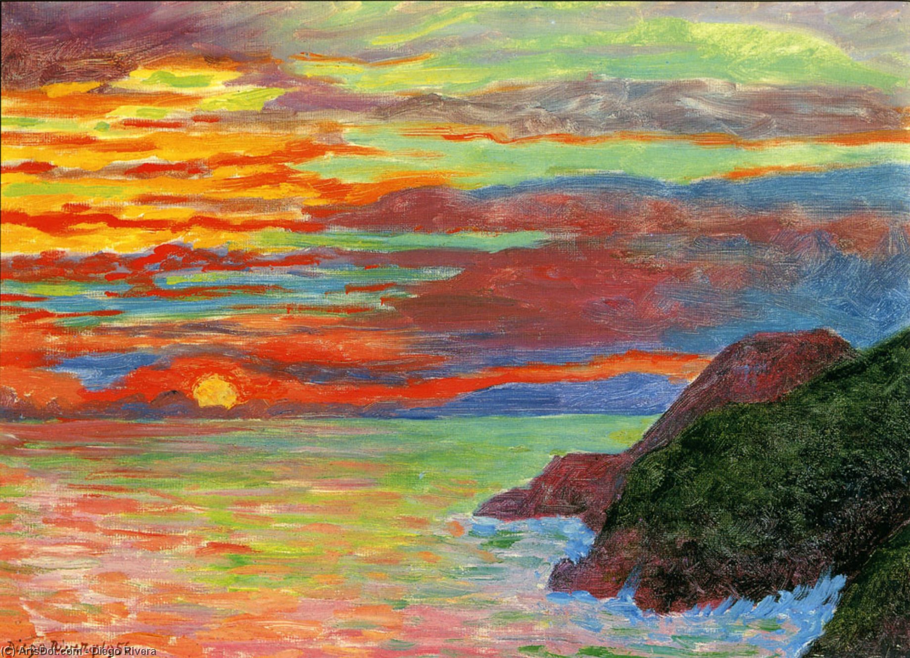 Wikioo.org - The Encyclopedia of Fine Arts - Painting, Artwork by Diego Rivera - Sunset
