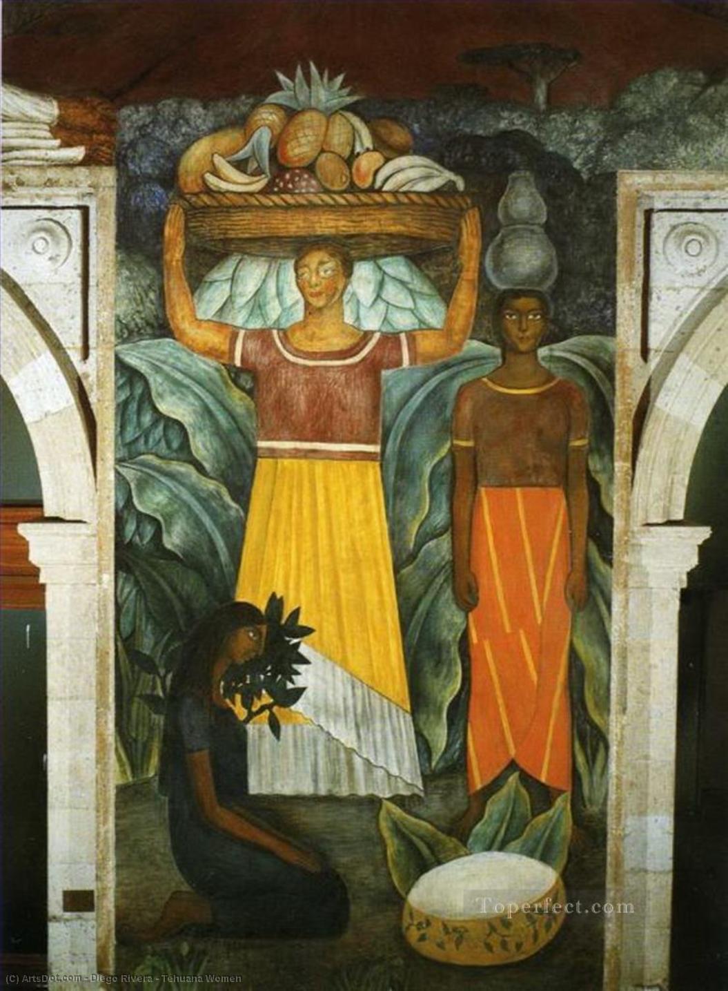 Wikioo.org - The Encyclopedia of Fine Arts - Painting, Artwork by Diego Rivera - Tehuana Women