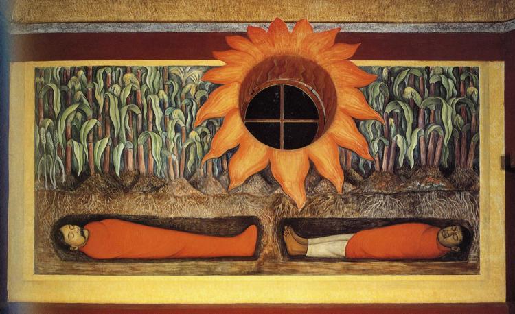 WikiOO.org – 美術百科全書 - 繪畫，作品 Diego Rivera - 革命烈士的施肥地球的血液