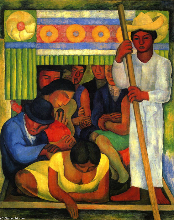 WikiOO.org - Εγκυκλοπαίδεια Καλών Τεχνών - Ζωγραφική, έργα τέχνης Diego Rivera - The Flowered Canoe