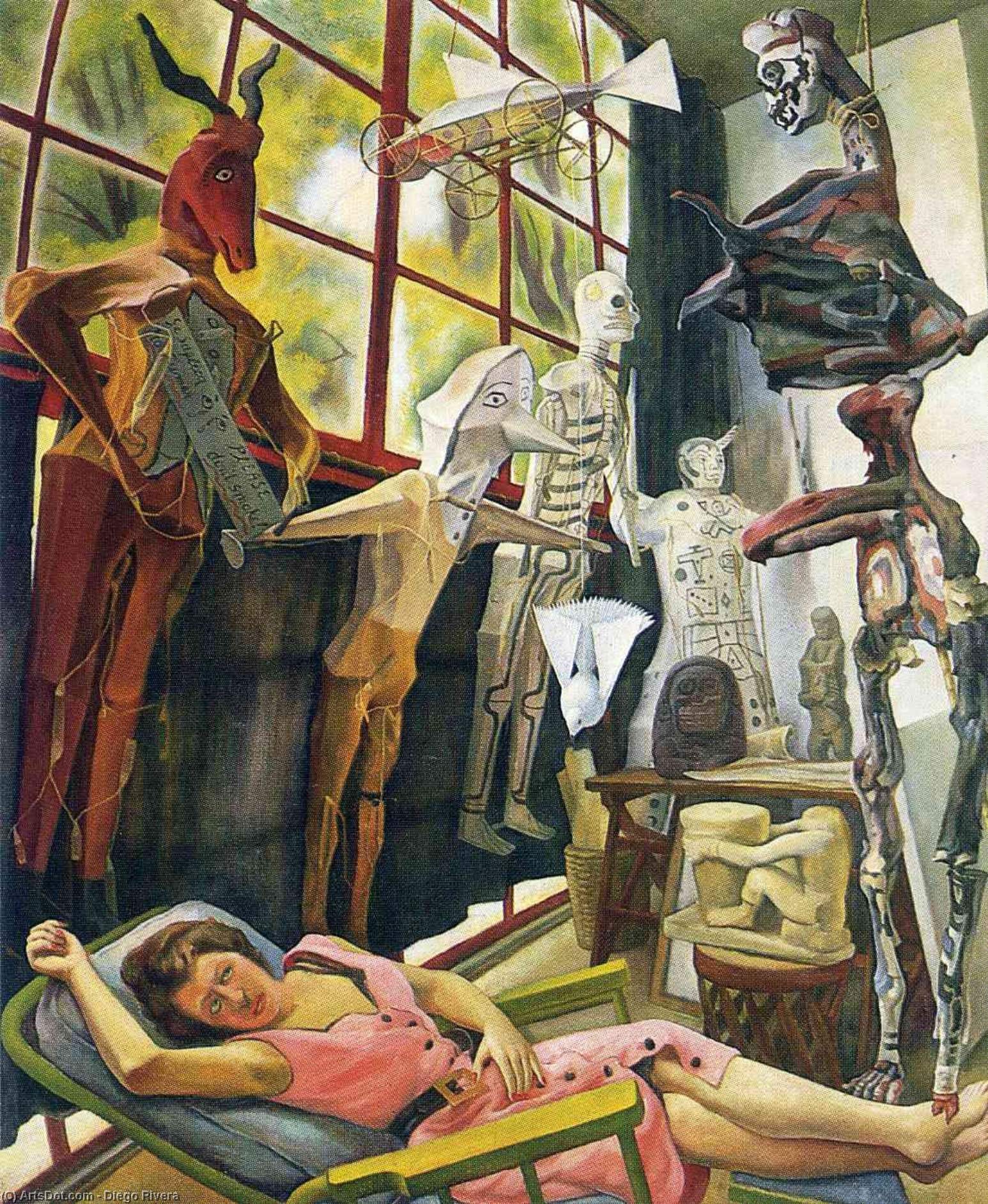 WikiOO.org - Encyclopedia of Fine Arts - Maleri, Artwork Diego Rivera - The Painter's Studio