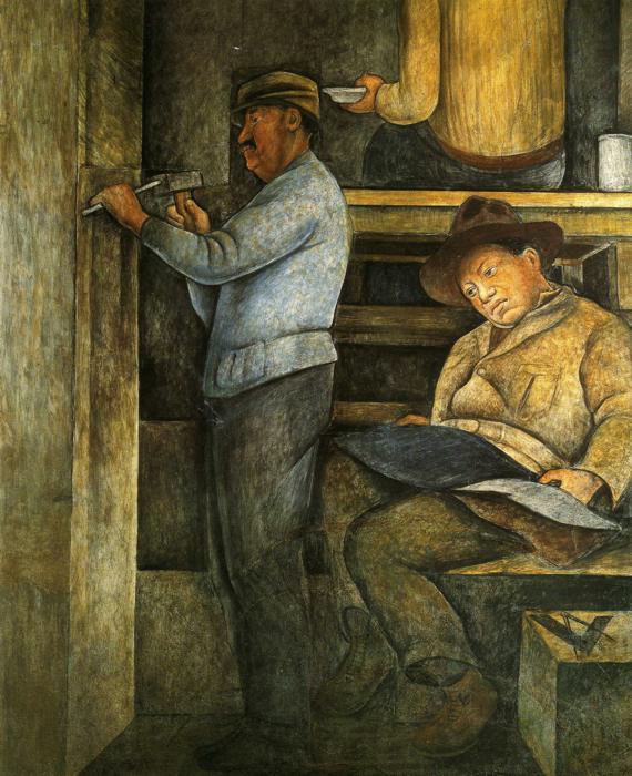 Wikioo.org - The Encyclopedia of Fine Arts - Painting, Artwork by Diego Rivera - The Painter, the Sculptor and the Architect