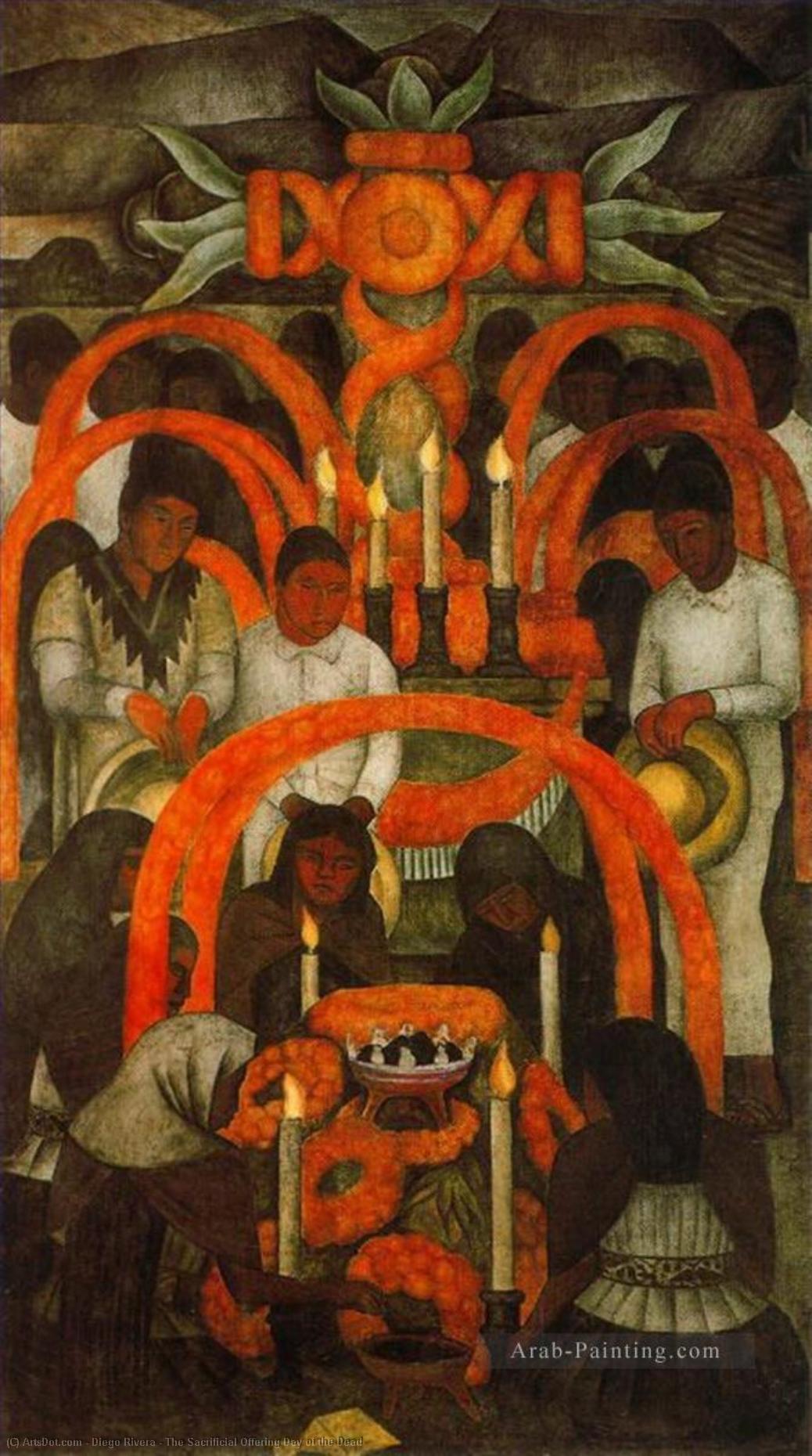 Wikioo.org - The Encyclopedia of Fine Arts - Painting, Artwork by Diego Rivera - The Sacrificial Offering Day of the Dead