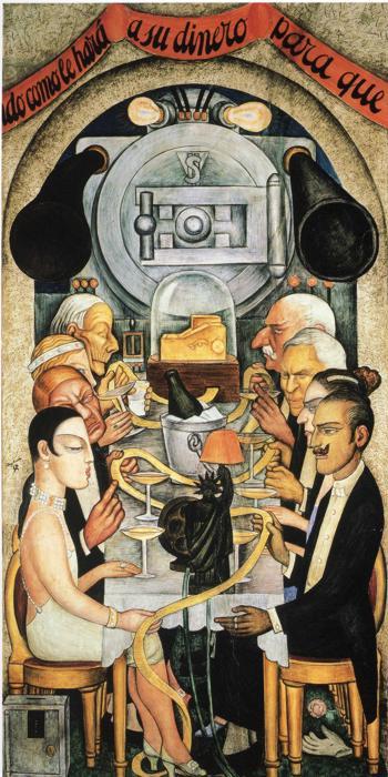 Wikioo.org – La Enciclopedia de las Bellas Artes - Pintura, Obras de arte de Diego Rivera - Wall Street Banquetes