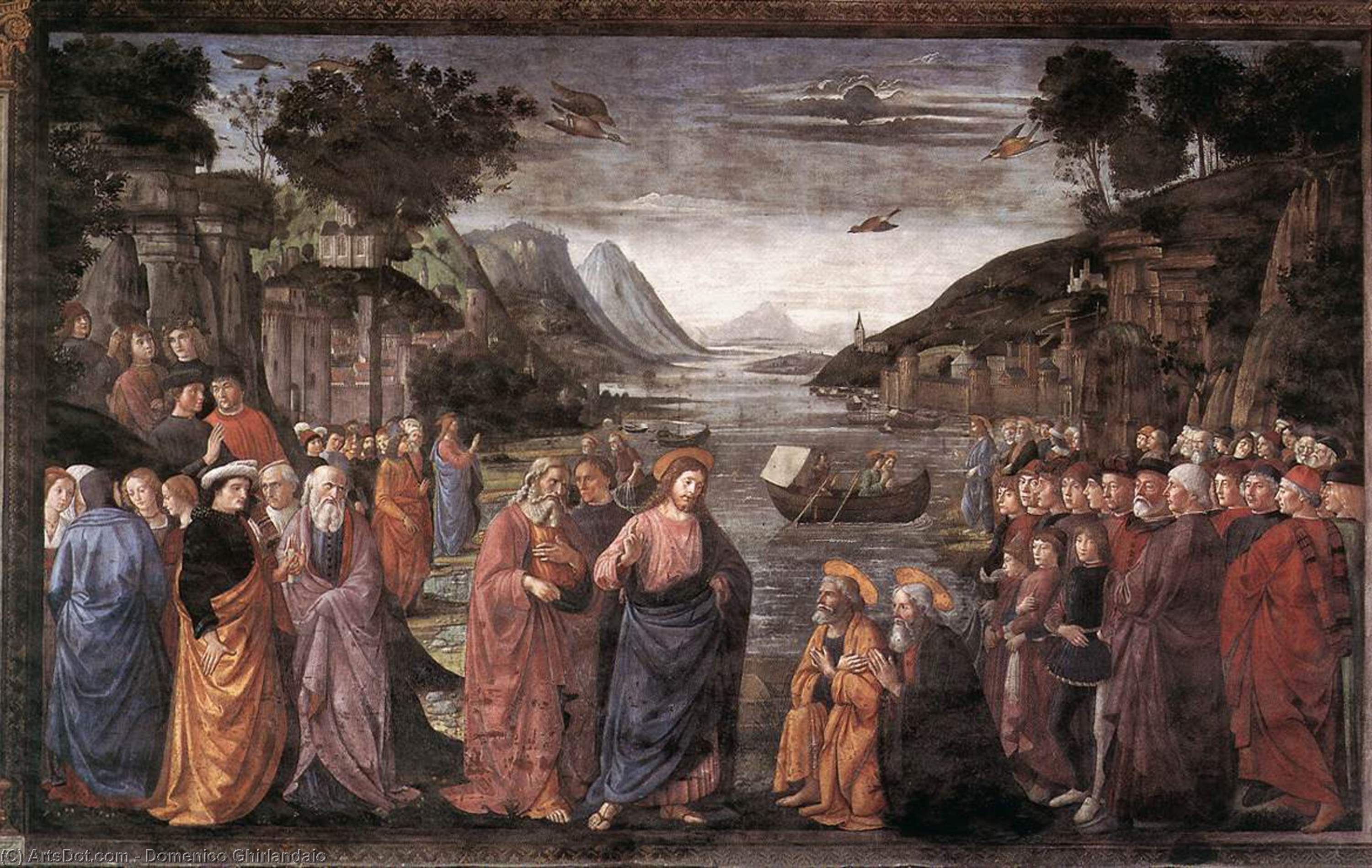 WikiOO.org - Enciclopédia das Belas Artes - Pintura, Arte por Domenico Ghirlandaio - Calling of the First Apostles