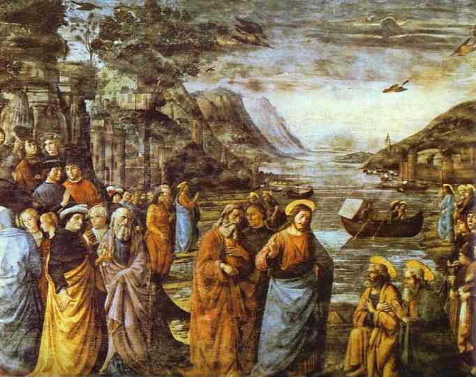 Wikioo.org - The Encyclopedia of Fine Arts - Painting, Artwork by Domenico Ghirlandaio - The Calling of St. Peter