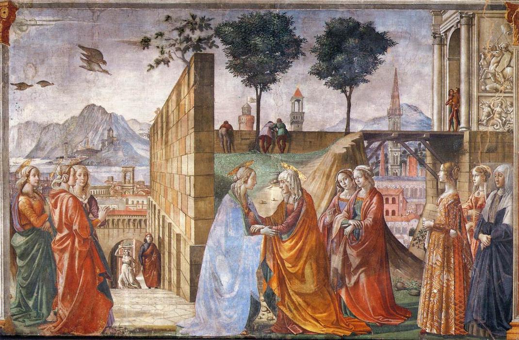 Wikioo.org – La Enciclopedia de las Bellas Artes - Pintura, Obras de arte de Domenico Ghirlandaio - Visitación 1