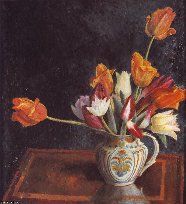 WikiOO.org - Encyclopedia of Fine Arts - Maľba, Artwork Dora De Houghton Carrington - Tulips in a Saffordshire