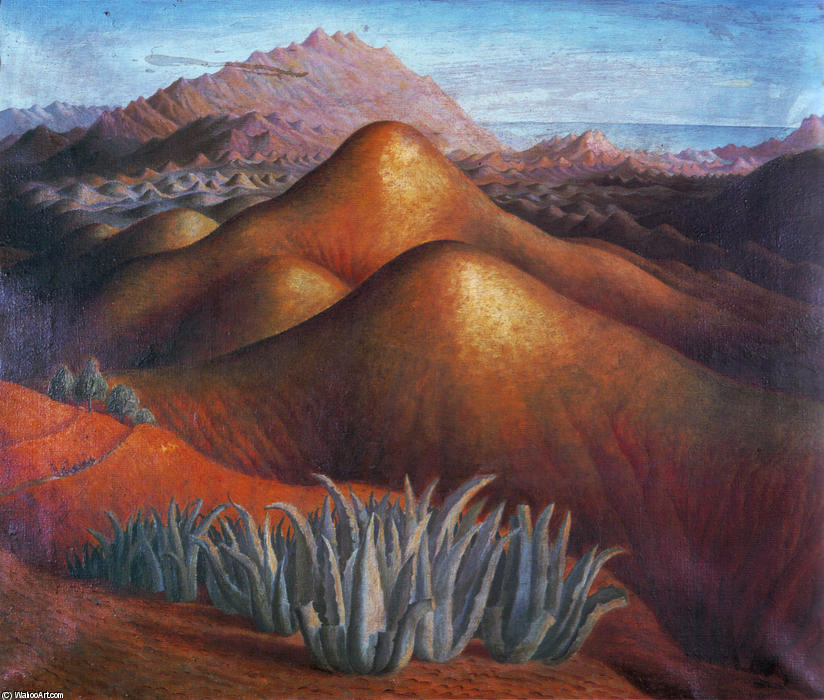 Wikoo.org - موسوعة الفنون الجميلة - اللوحة، العمل الفني Dora De Houghton Carrington - Yegen 'landscape'