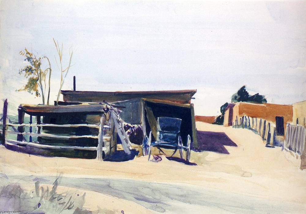 Wikioo.org - The Encyclopedia of Fine Arts - Painting, Artwork by Edward Hopper - Adobes and Shed, New Mexico