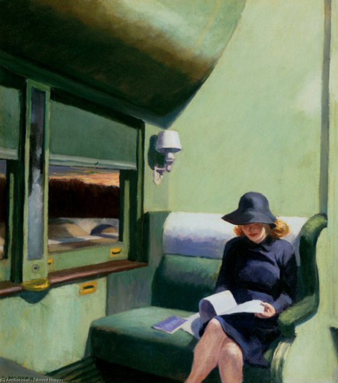 Wikoo.org - موسوعة الفنون الجميلة - اللوحة، العمل الفني Edward Hopper - Compartment C Car