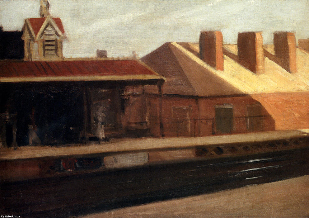 Wikoo.org - موسوعة الفنون الجميلة - اللوحة، العمل الفني Edward Hopper - El Station